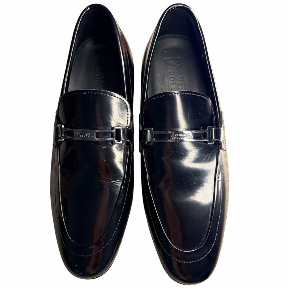 Men’s/Unisex Versace Collection Glossy Black Patent Leather Loafers
